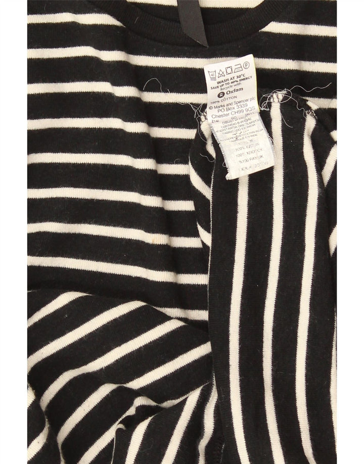 Marks & Spencer Top da donna a maniche lunghe UK 16 Large in cotone a righe nere