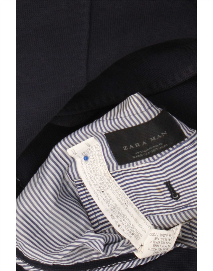 Giacca blazer da uomo a 2 bottoni Zara EU 50 cotone blu navy medio