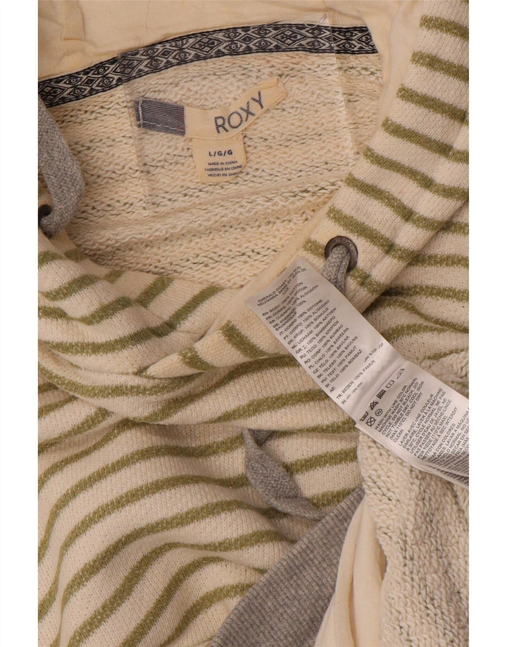 Maglione oversize con cappuccio da donna ROXY UK 16 Cotone a righe grandi bianco sporco