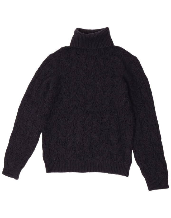 Massimo Dutti Maglione maglione da donna con collo alto UK 14 Lana blu navy media