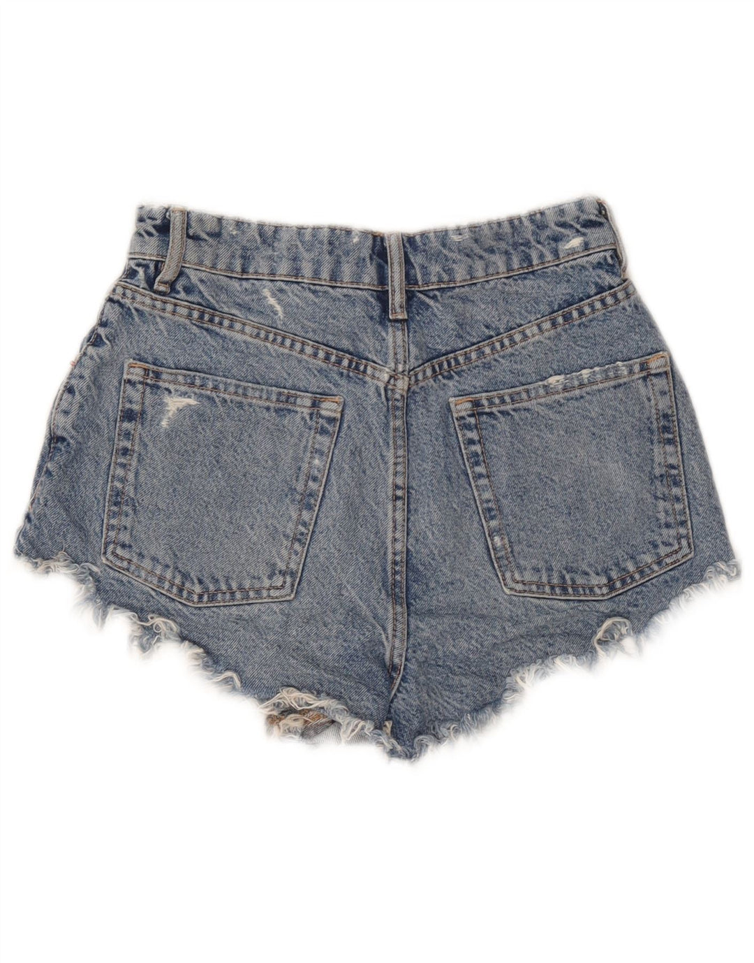 Pantaloncini in denim invecchiato Zara da donna EU 36 XS W26 Blu