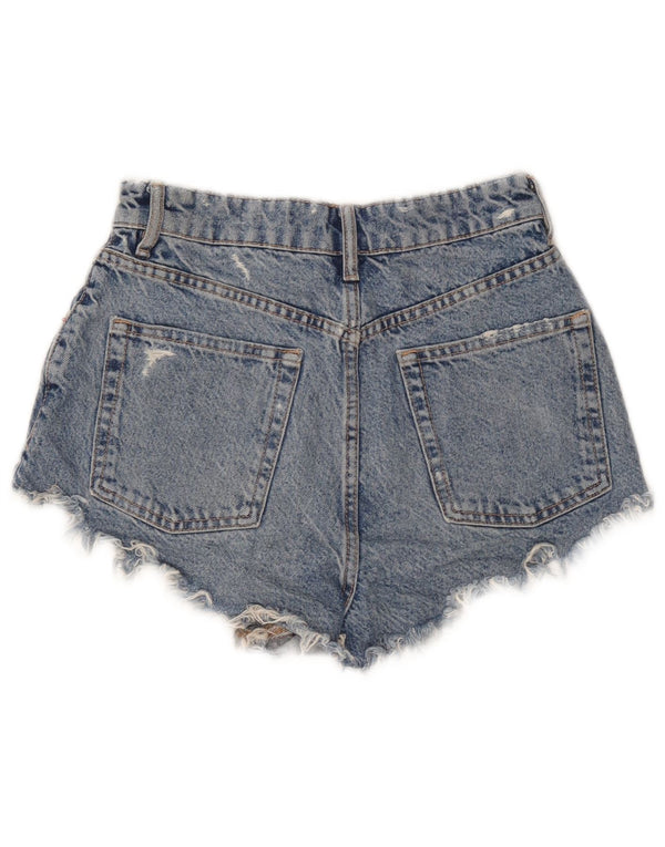 Pantaloncini in denim invecchiato Zara da donna EU 36 XS W26 Blu