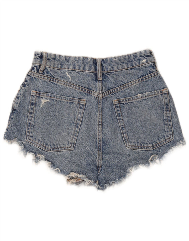 Pantaloncini in denim invecchiato Zara da donna EU 36 XS W26 Blu