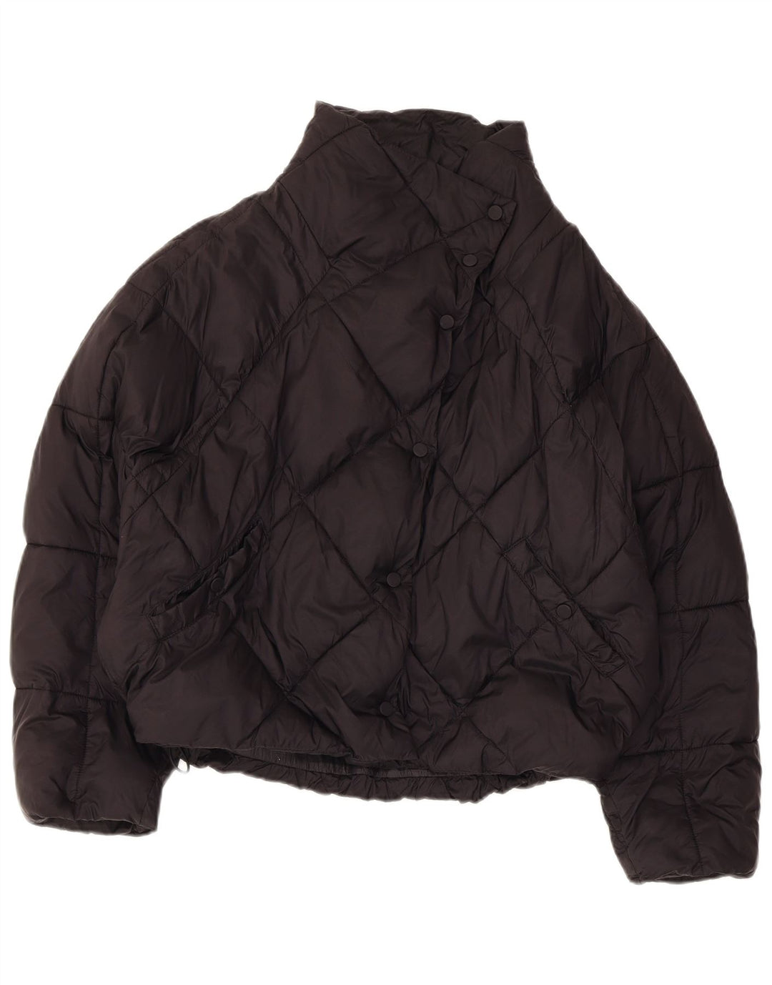Giacca imbottita oversize corta da donna Zara UK 14 Medium Nero Poliestere
