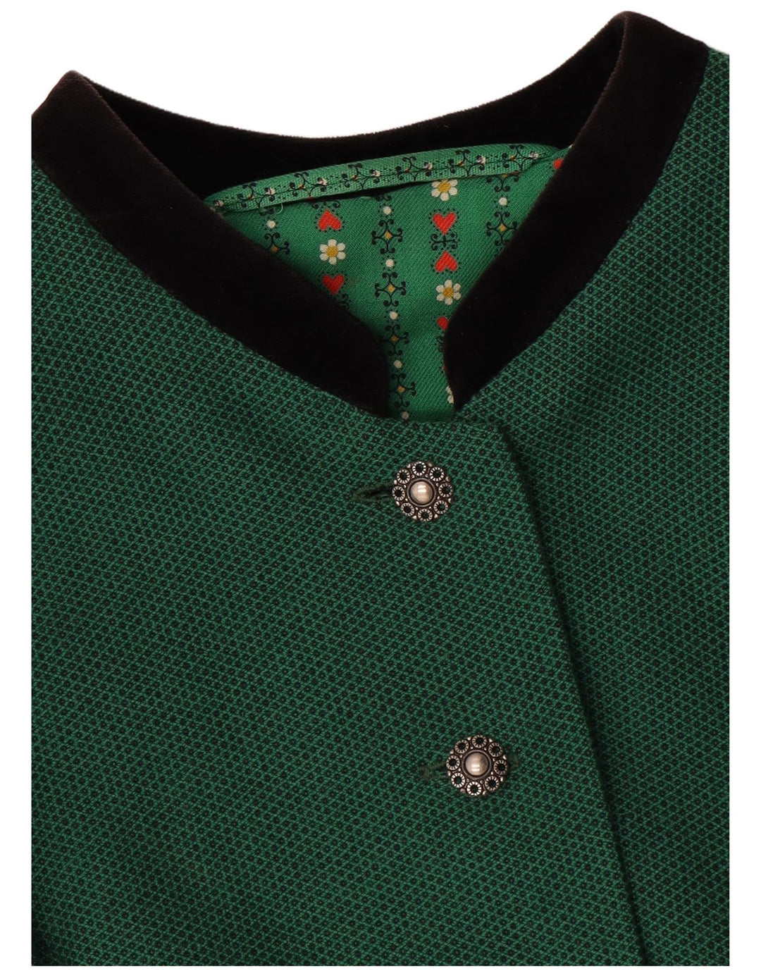 Giacca blazer vintage da donna a 5 bottoni corta UK 14 verde medio