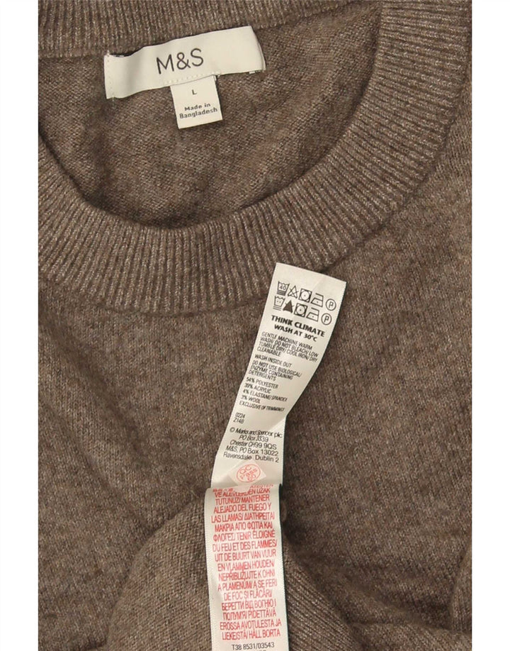 Maglione maglione girocollo da uomo Marks & Spencer grande poliestere marrone