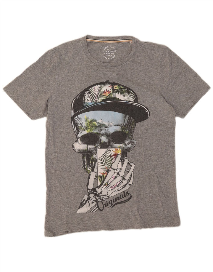 JACK & JONES T-shirt grafica da uomo piccola grigia screziata