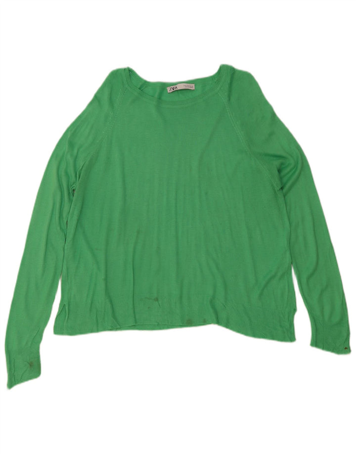 Maglione maglione con scollo a barca da donna Zara UK 14 Viscosa blu medio