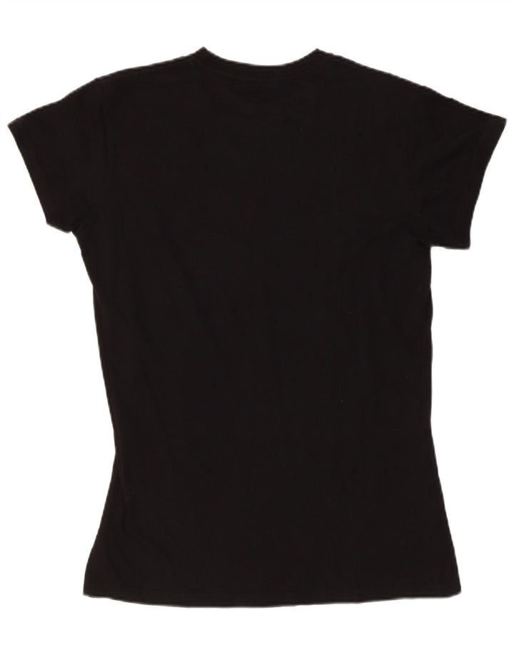 HARD ROCK CAFE T-shirt grafica da donna Vienna Top UK 14 grande cotone nero