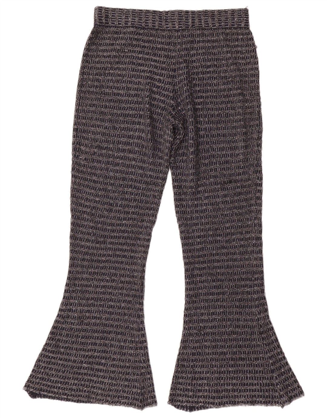 Pantaloni svasati in maglia da donna Zara medi W30 L30 poliestere a righe blu navy