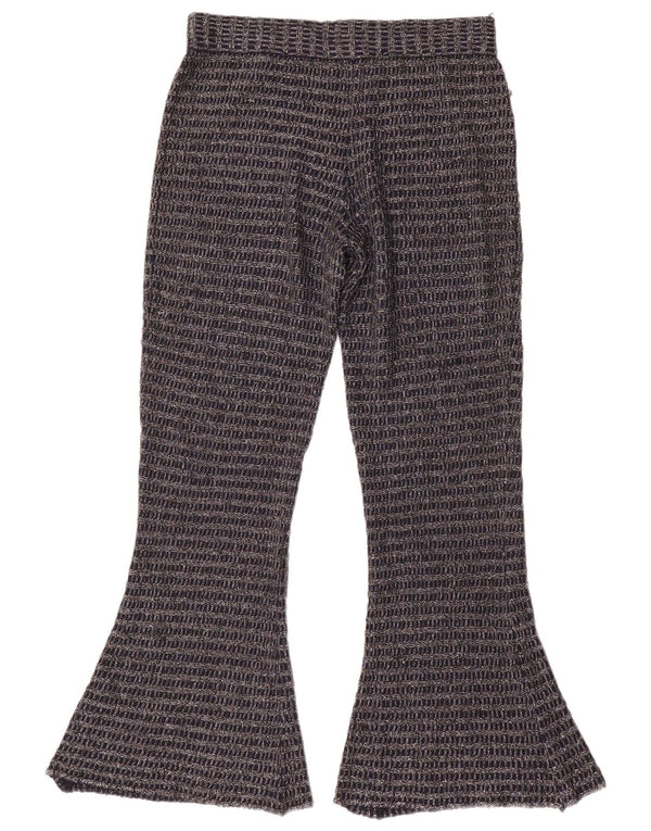 Zara Womens Knit Flare Trousers Medium W30 L30 Navy Blue Striped Polyester