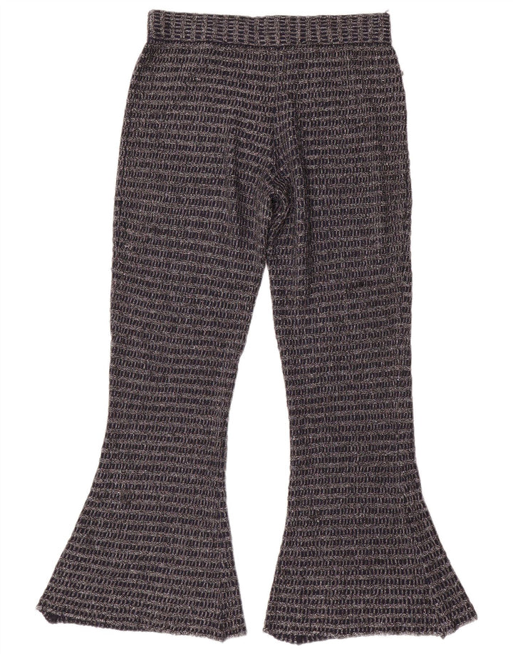 Pantaloni svasati in maglia da donna Zara medi W30 L30 poliestere a righe blu navy