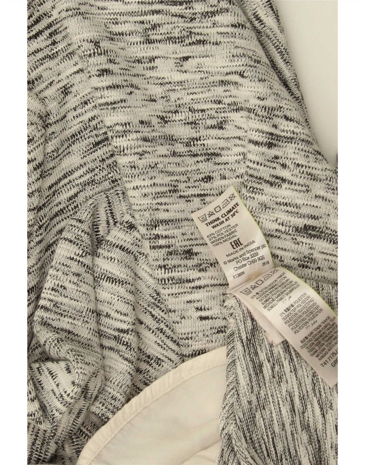Marks & Spencer Top da donna manica 3/4 UK 14 grande cotone chiazzato grigio