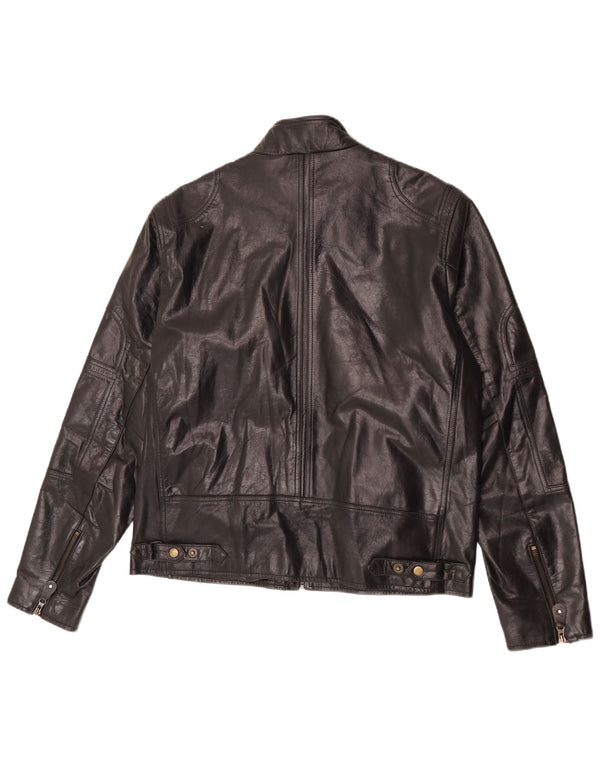 Giacca in pelle vintage da donna UK 22 3XL Nera