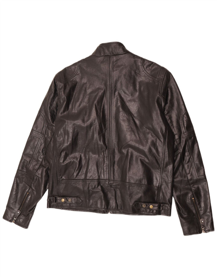 Giacca in pelle vintage da donna UK 22 3XL Nera