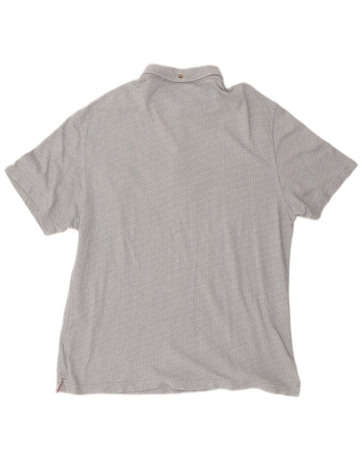WHITE STUFF Polo da uomo grande in cotone geometrico grigio
