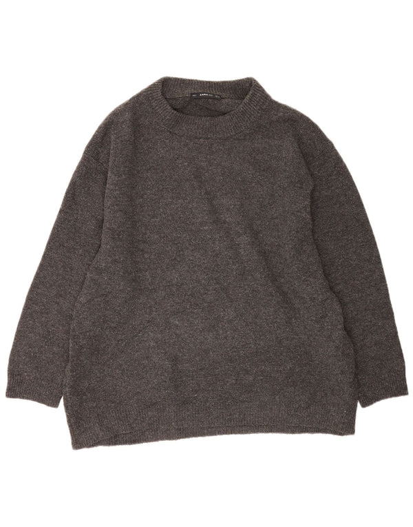 Maglione maglione girocollo oversize da donna Zara UK 14 Grigio medio