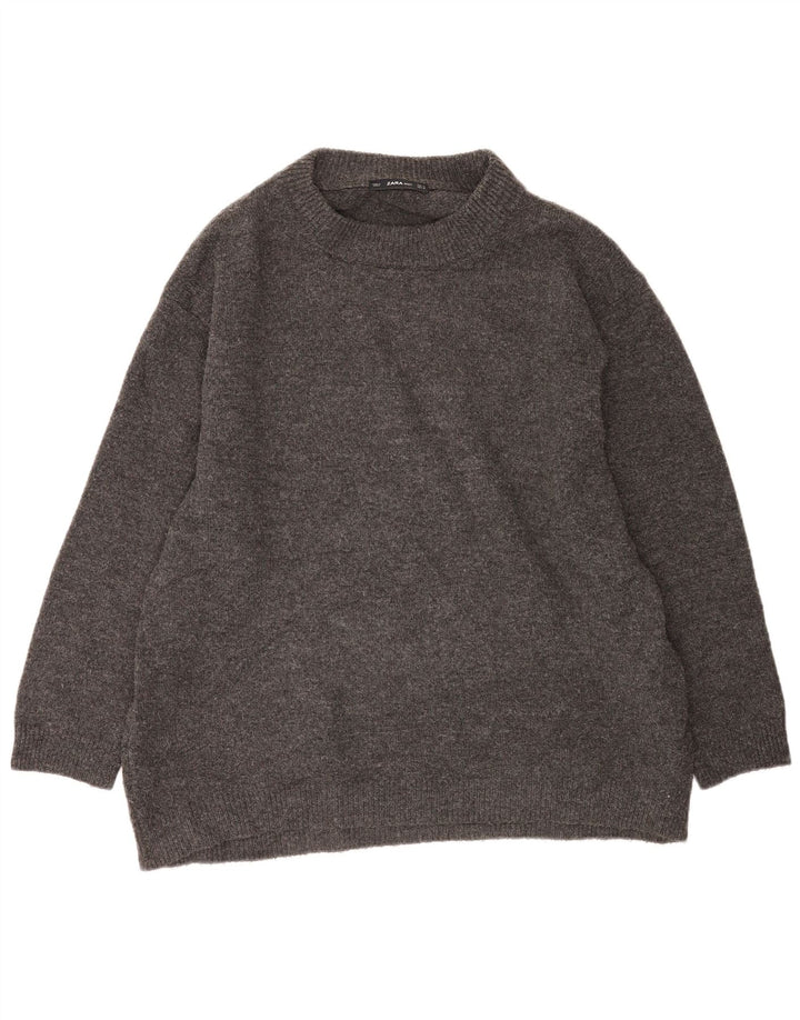 Maglione maglione girocollo oversize da donna Zara UK 14 Grigio medio