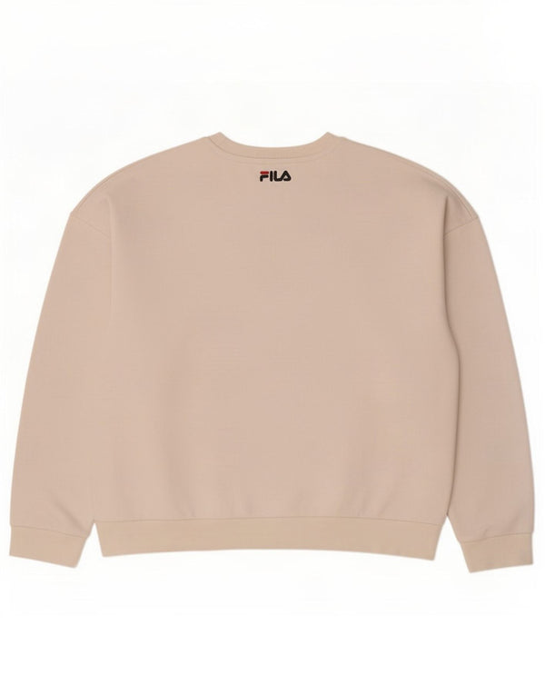 Felpa oversize con grafica da donna Fila, maglione UK 14, cotone bianco medio