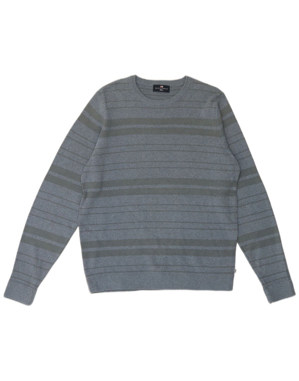 Maglione maglione girocollo da uomo Marks & Spencer blu Harbour a righe medie