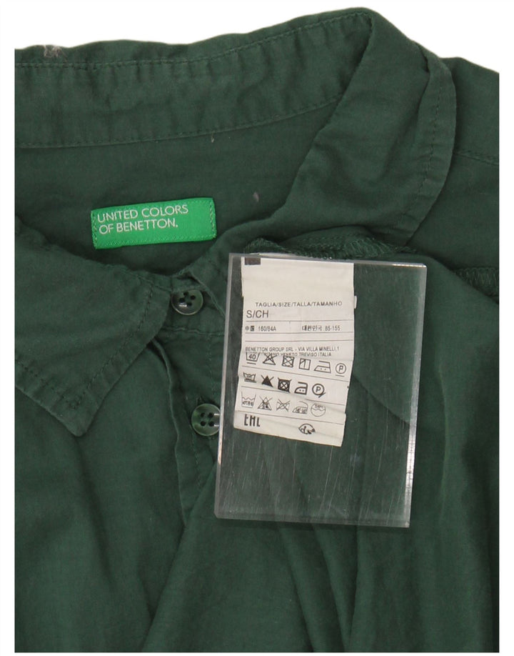BENETTON Womens Shirt UK 10 Small Green Cotton