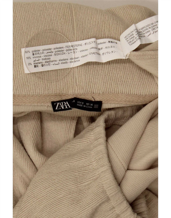 Maglione maglione oversize con collo alto da donna Zara UK 10 piccolo poliestere beige