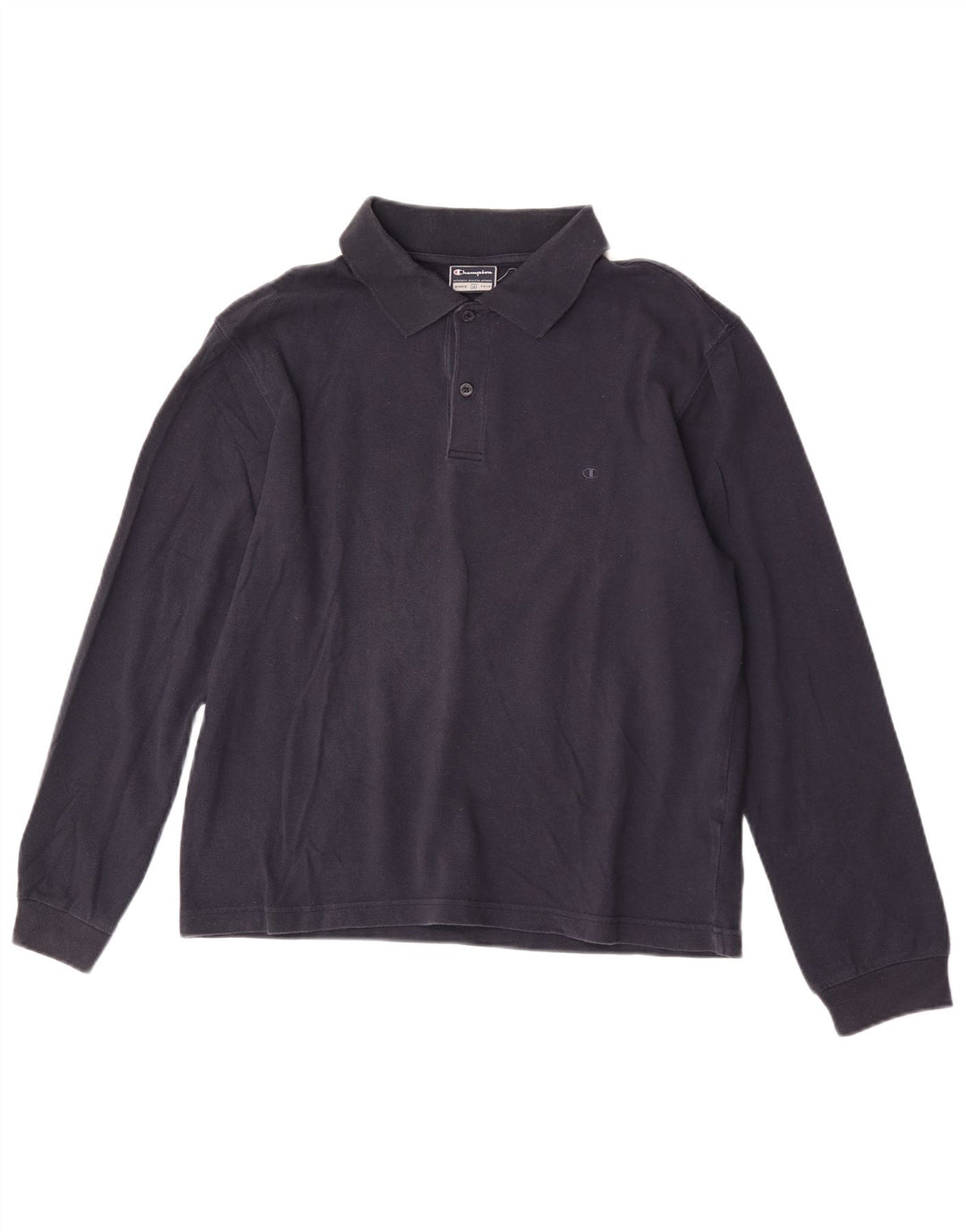 Polo da uomo a maniche lunghe Champion in cotone blu navy medio