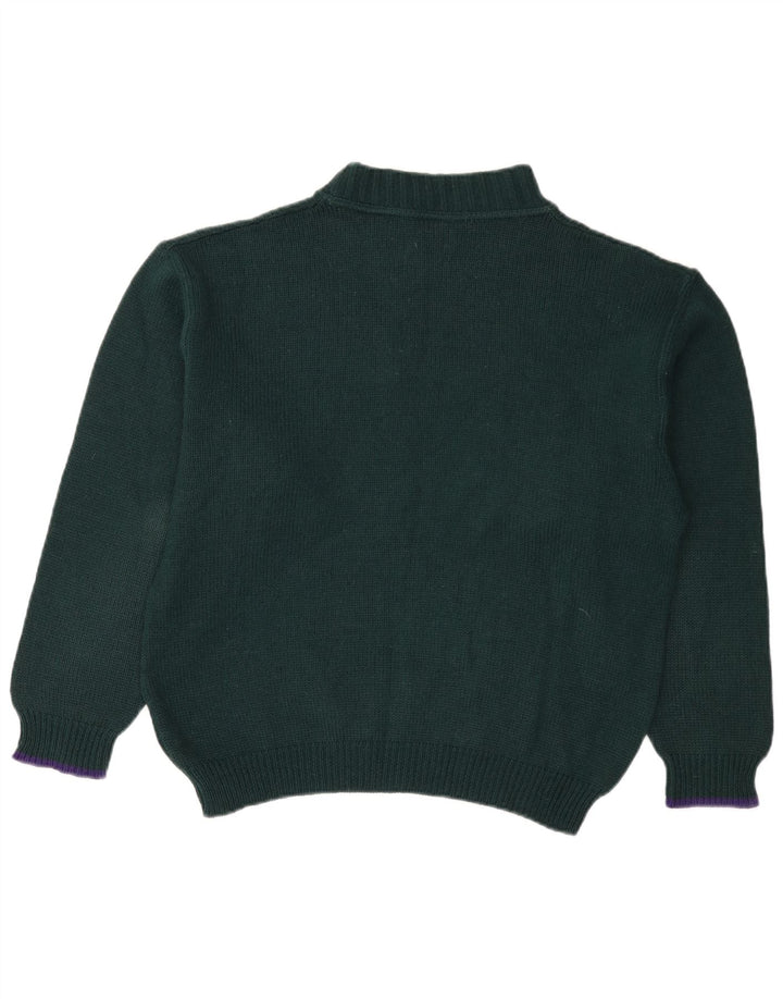 Maglione maglione vintage da donna con collo dolcevita UK 14 grande lana verde