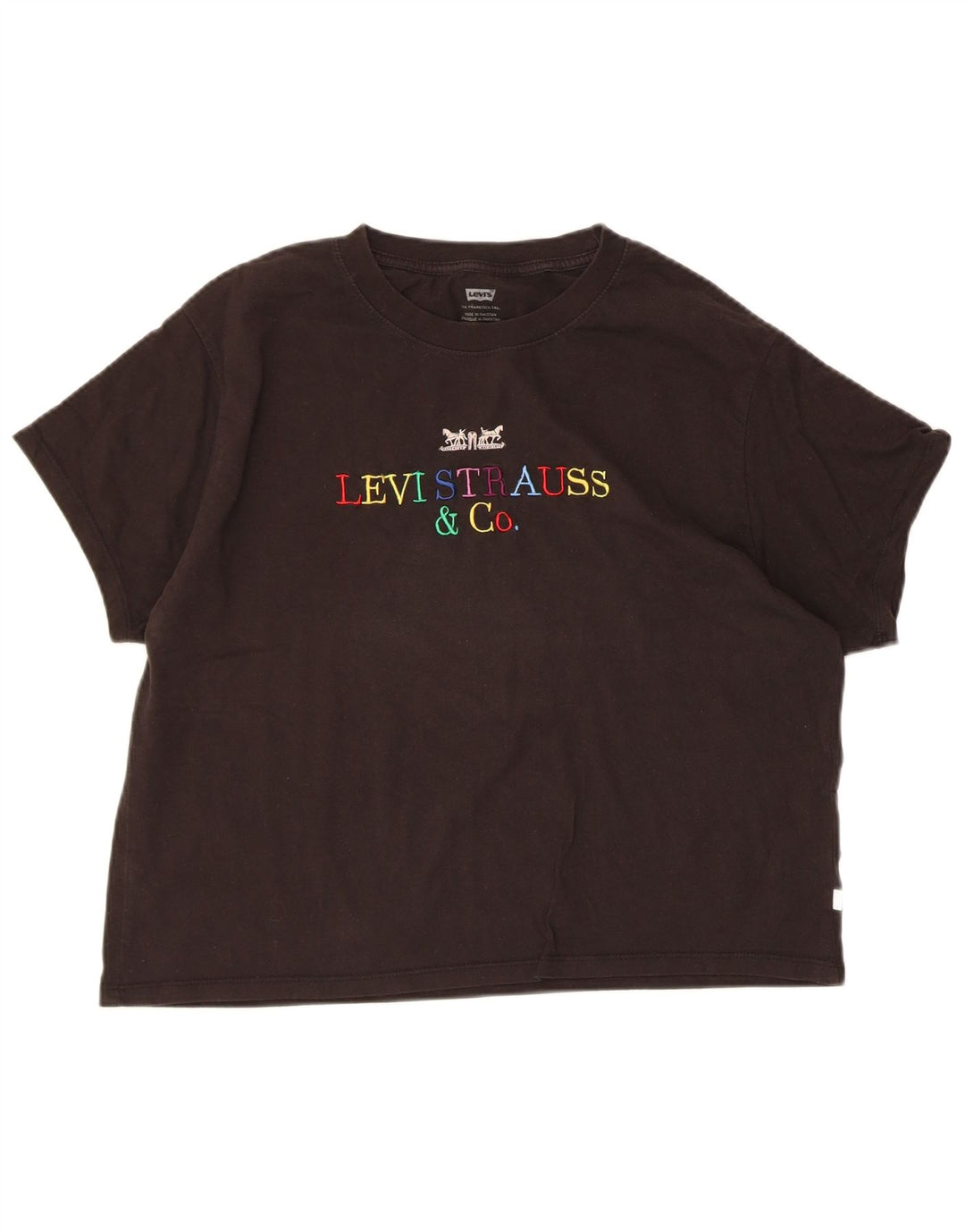 LEVI'S Womens Oversized Graphic T-Shirt Top UK 10 Small Black