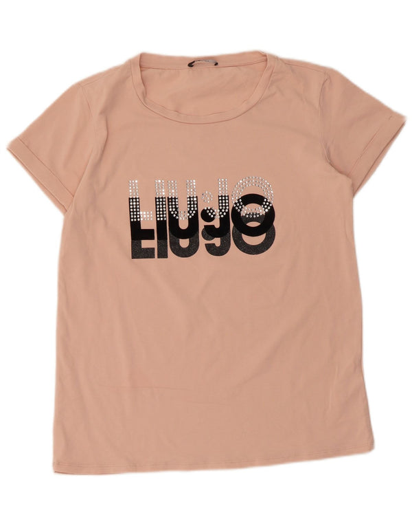 T-shirt grafica da donna Liu Jo Top UK 10 piccola in cotone rosa