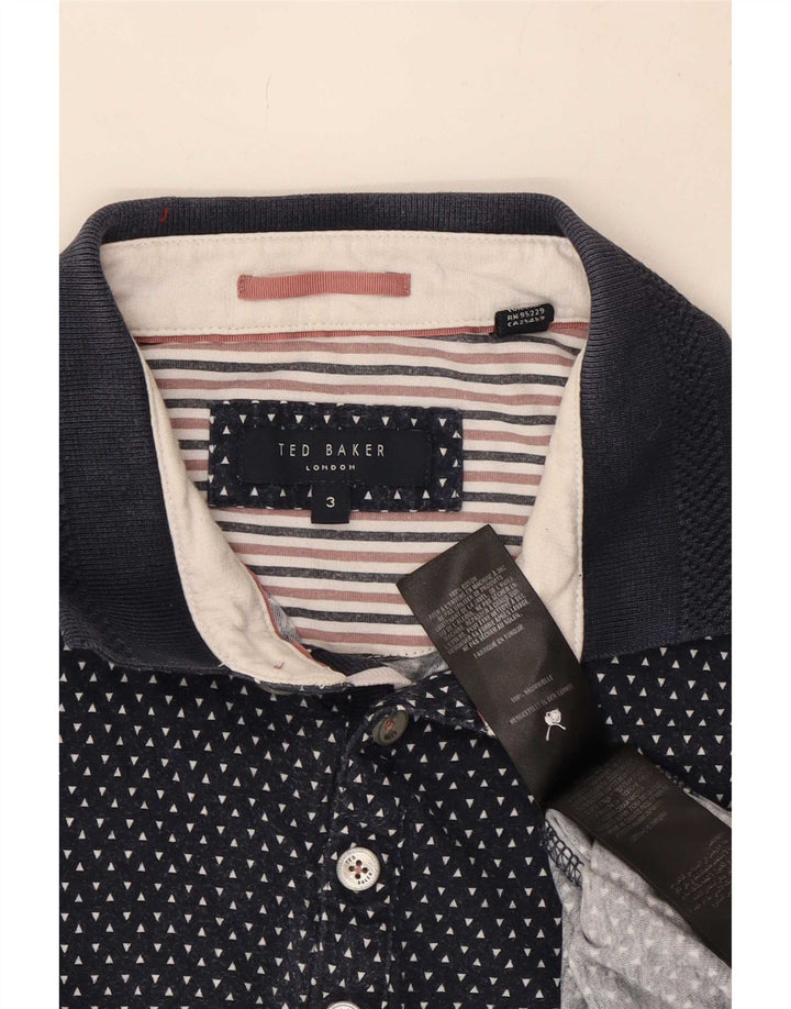 Polo da uomo Ted Baker taglia 3 media cotone maculato blu navy