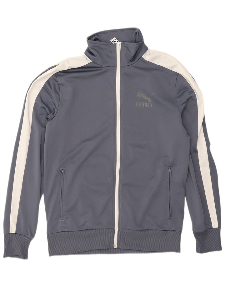 Giacca da tuta da uomo Puma Medium in poliestere color block blu navy