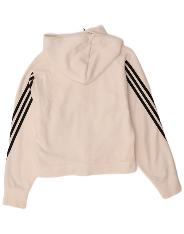 Felpa con cappuccio e zip oversize da donna Adidas UK 4/6 XS cotone bianco