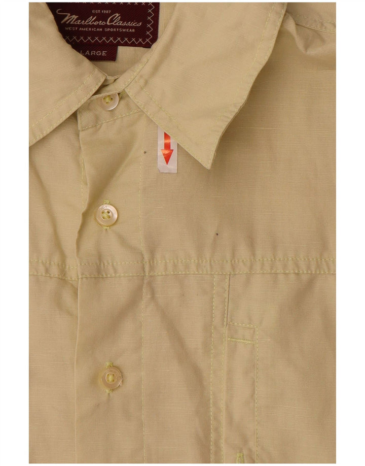 Camicia a maniche corte da uomo Marlboro Classics grande gialla