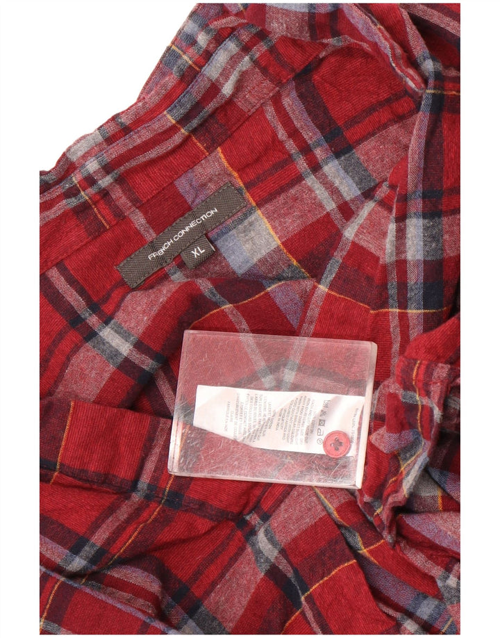 Camicia pullover con maniche a 3/4 da donna French Connection UK 18 XL a quadri rossi