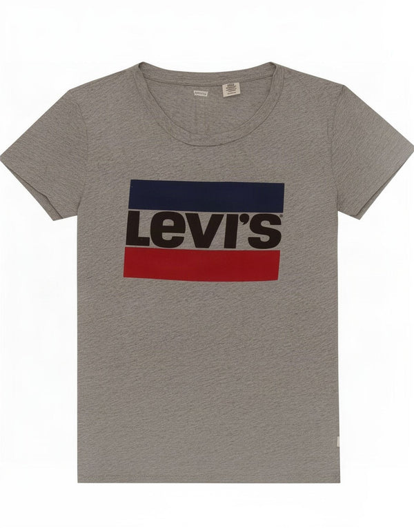 T-shirt grafica da donna Levi's Top UK 6 XS cotone grigio