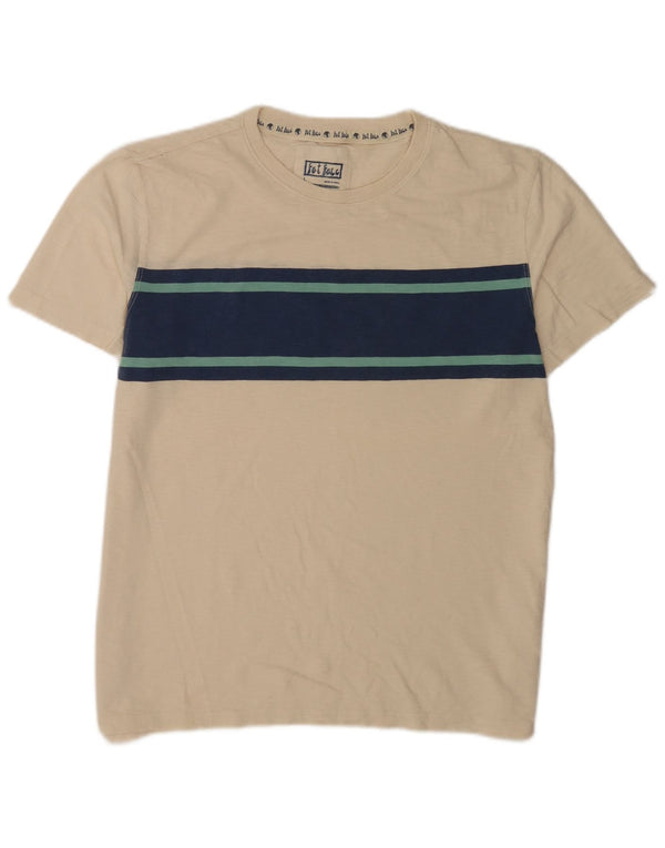 T-shirt da uomo Fat Face Top grande in cotone color block beige