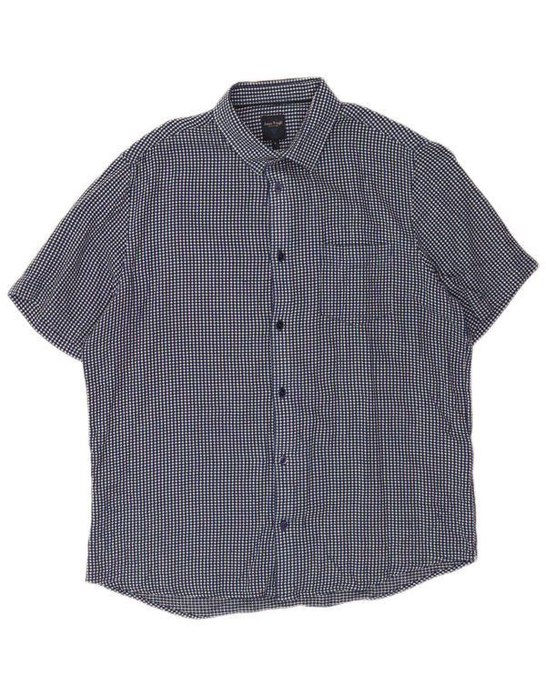 Camicia a maniche corte da uomo James Pringle Large in cotone geometrico blu navy
