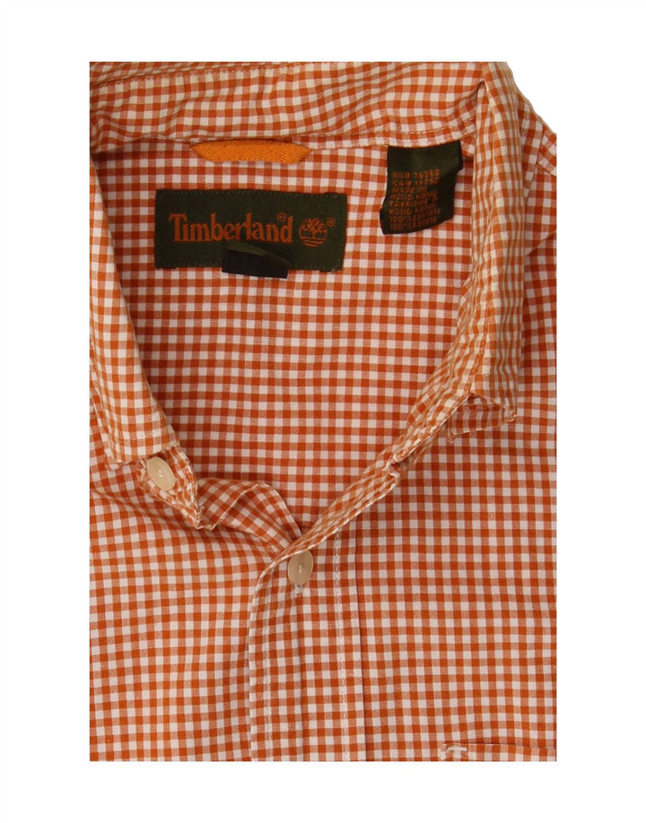 TIMBERLAND Mens Shirt Small Orange Gingham Cotton Vintage Timberland and Second-Hand Timberland from Messina Hembry 