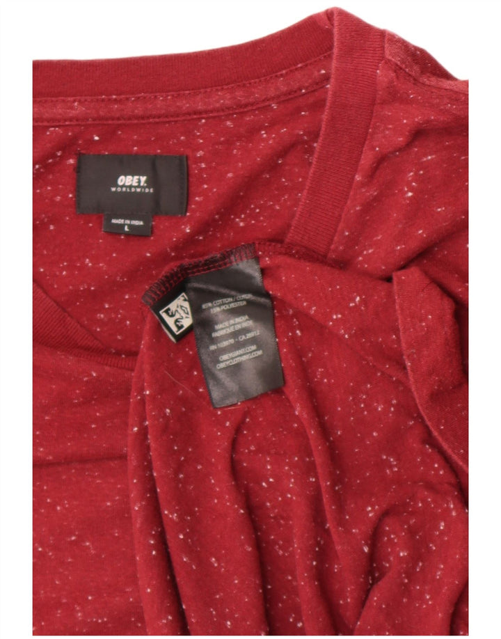 T-shirt da uomo Obey Top grande in cotone chiazzato rosso
