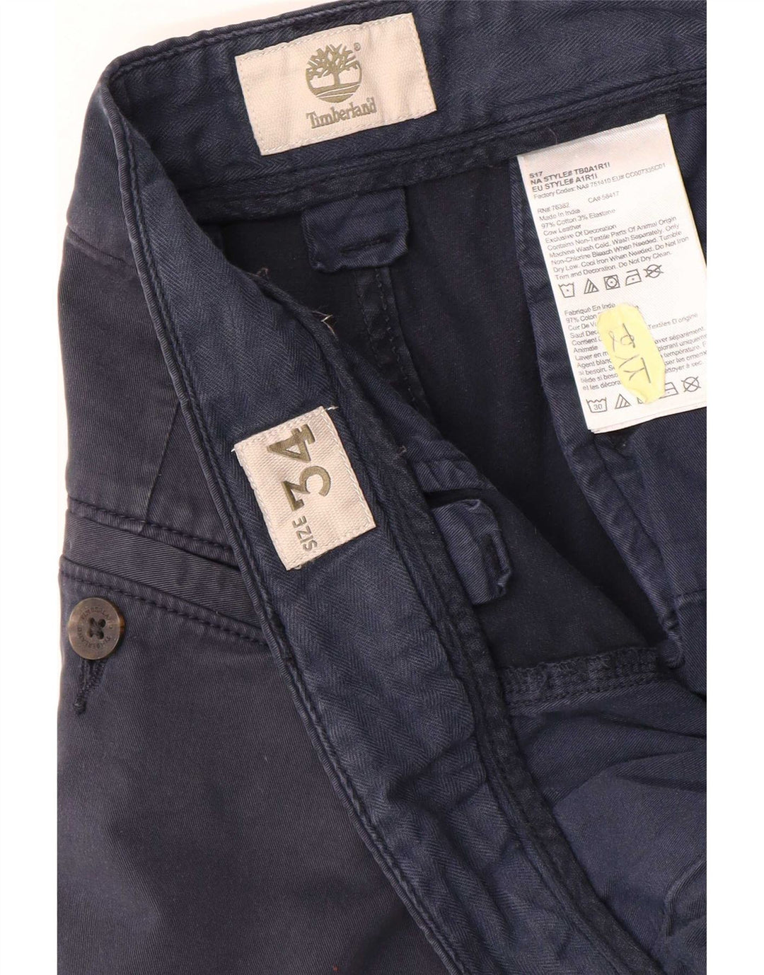 Pantaloncini chino da uomo Timberland W34 Large in cotone blu navy