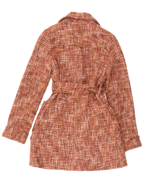 Soprabito vintage da donna UK 8 piccolo rosa chiazzato