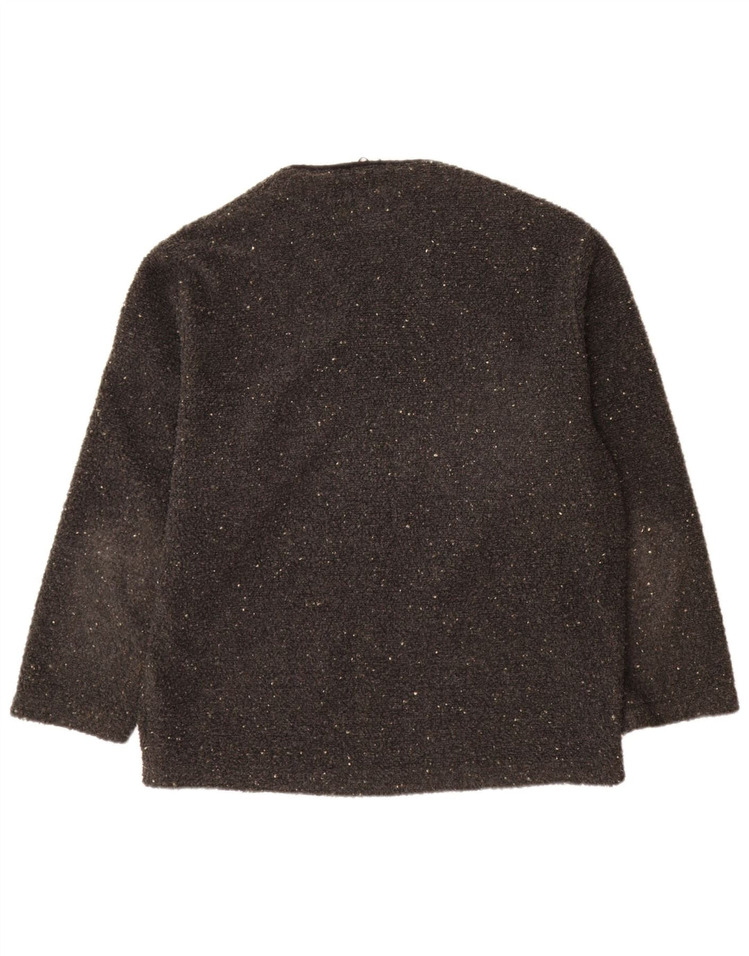 Maglione cardigan da donna vintage UK 18 XL Poliestere chiazzato grigio