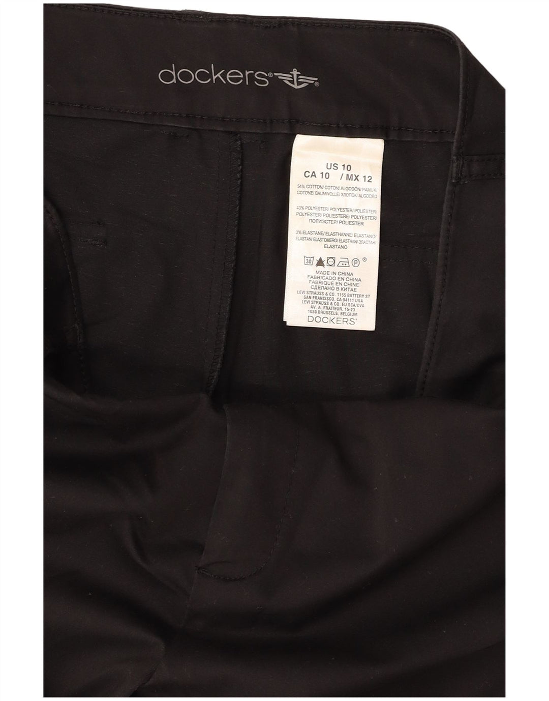 DOCKERS Womens Capri Trousers US 10 Large W32 L21 Black Cotton
