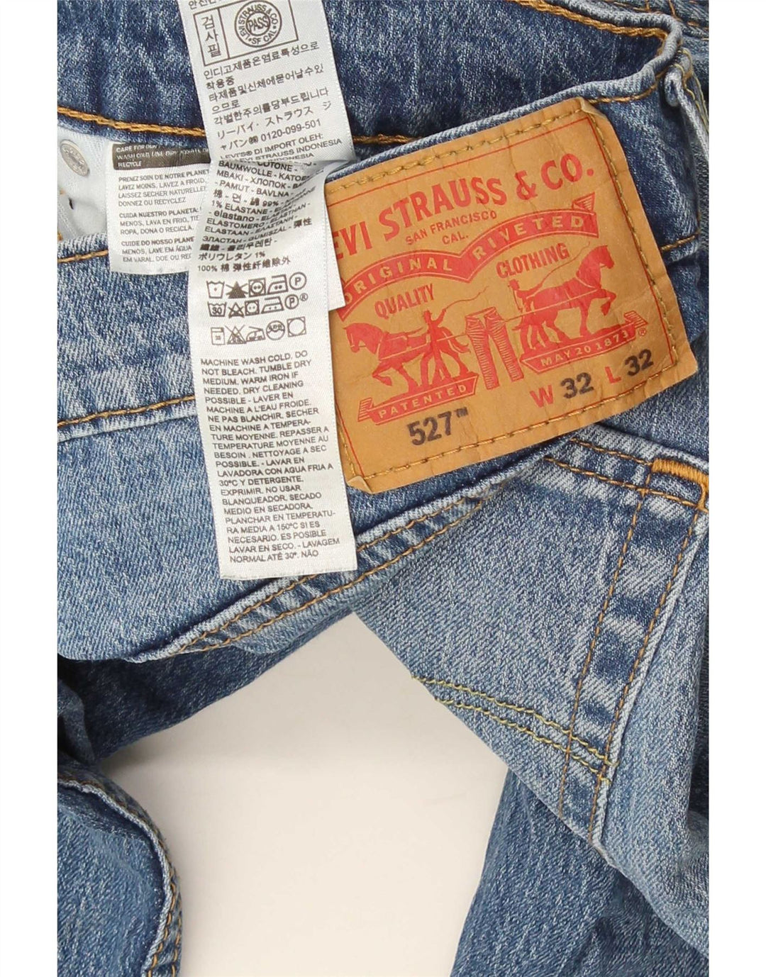 Levi's Uomo 527 Jeans Bootcut Slim W32 L32 Cotone Blu