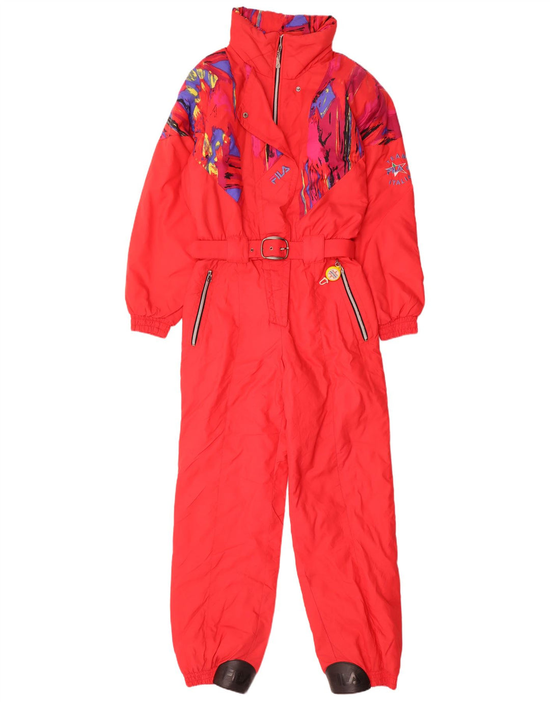 Tuta da sci con cappuccio da donna Fila IT 44 Medium Red Geometric