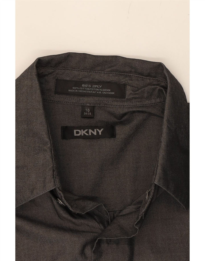 DKNY Mens Shirt Size 16 Large Grey Cotton Vintage Dkny and Second-Hand Dkny from Messina Hembry 