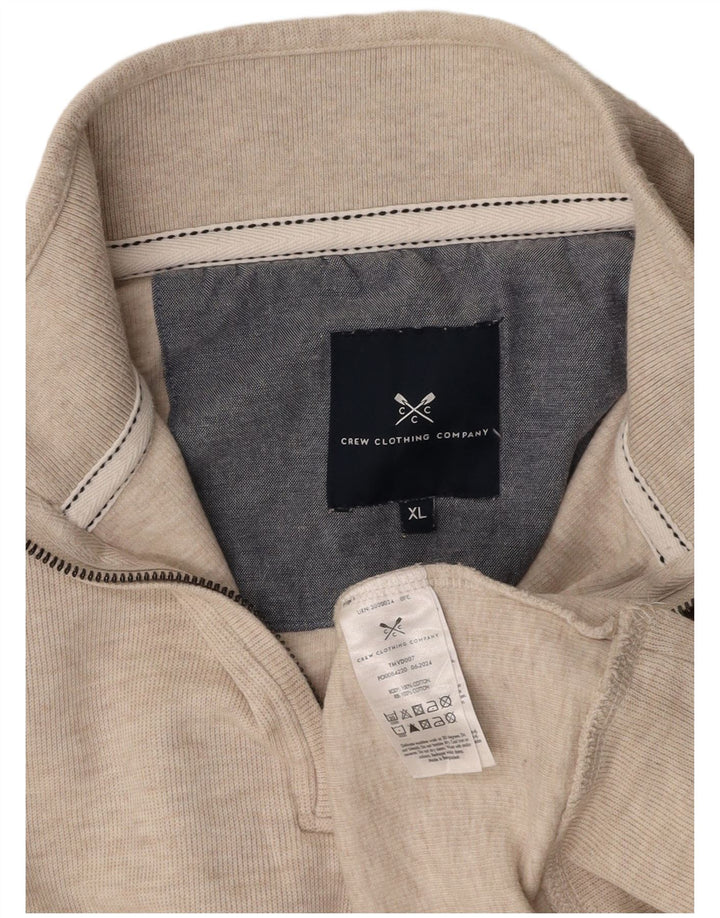 CREW CLOTHING Maglione da uomo con zip e collo XL in cotone beige