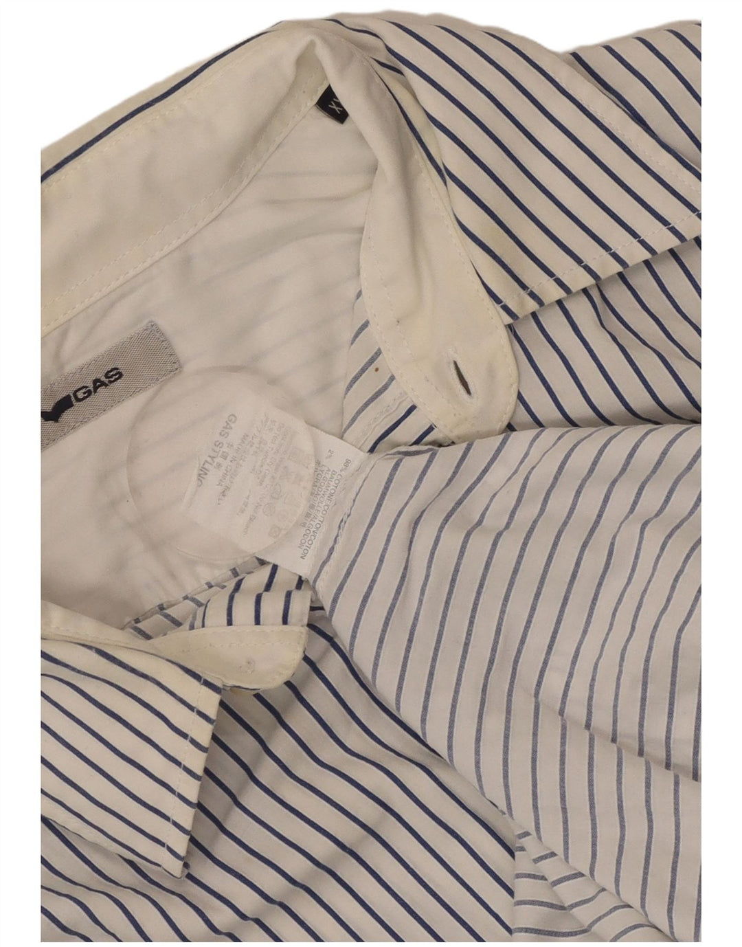Camicia da uomo Gas 2XL cotone a righe bianche
