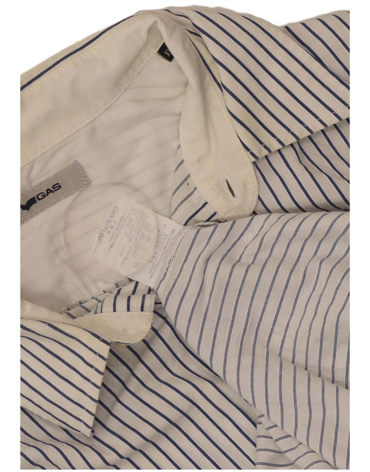Camicia da uomo Gas 2XL cotone a righe bianche